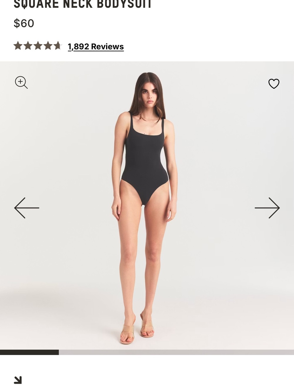 SKIMS Black Square Neck One-Piece Swimsuit